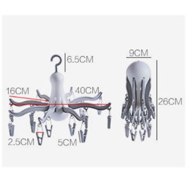 XIZHI Foldable Clip and Drip Hanger/Hanging Drying Rack - 16 Clips Socks Drying Rack,1 Pack Grey