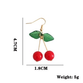 KENYG Women Fashion Jewelry Fruit Gold Dangle Earrings Red Cherry Ear Drop For Friends Fall Winter Ear Accessories