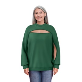 Outdoor Dialysis Crewneck | Zipper Access for AV Fistula, AV Graft, CVC & Port-a-Cath | Unisex, Relaxed Fit, Midweight (Green, Small)