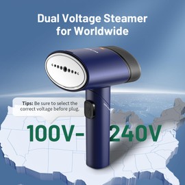 KEENSTAR Steamer for Clothes, Handheld Clothes Steamer and Garment Wrinkle Remover, 15s Fast Heat-Up, Foldable, 120V/220V Dual Voltage for Worldwide Travel