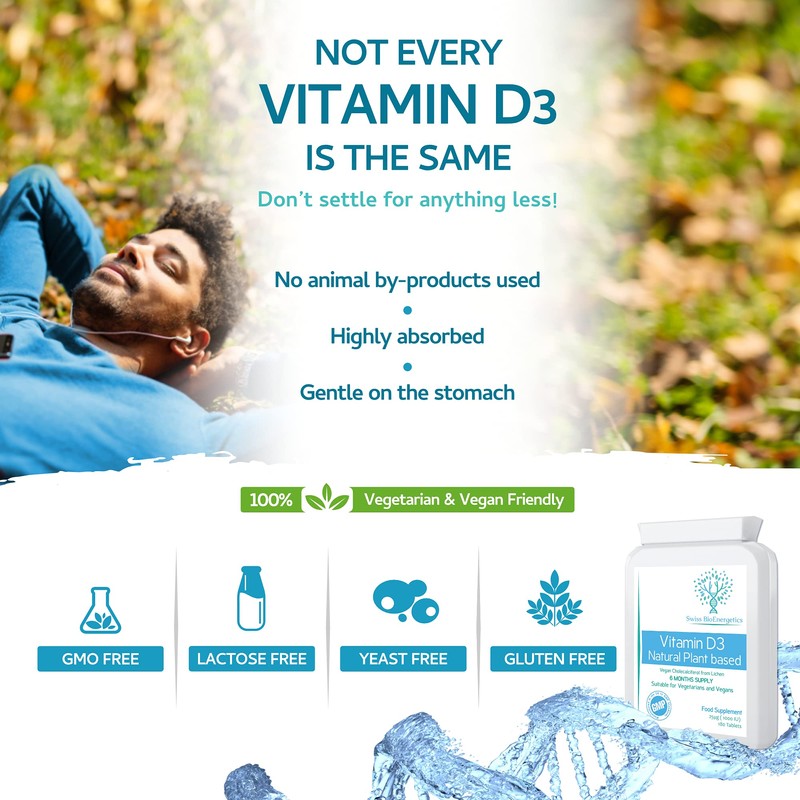 Vitamin D3 1000 IU - 100% Vegan - 6 Months