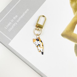 FORUBUS Cute Cat Enamel Keychain Set - Calico Ca, Cow Cat, Ragdoll Cat, Ginger Cat - Gift for Cat Lover (A 1pcs calico)