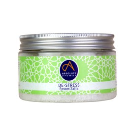 Absolute Aromas De-Stress Epsom Bath Salt 300g - Magnesium Sulphate Infused with 100% Pure Essential Oils - Bergamot, Frankincense, Rose, Jasmine and Lavender Oils - Relieve Daily Tensions