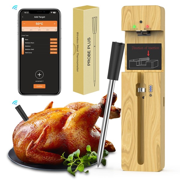 Wireless Meat Thermometer Bluetooth with Ceramics Probe for Grilling/Cooking Waterproof