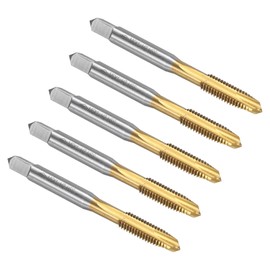uxcell Spiral Point Plug Threading Tap M6 x 1 Thread, Ground Threads H2, High Speed Steel 6542, Titanium Coated, Metric Screw Taps Tapping Bit for Thread Repair, 5pcs