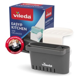 vileda Sponge Holder Sink – No Drilling – Sponge Holder Kitchen with Suction Cup – Mini Sink Organiser for Sponges & Brushes – Durable & Easy to Install