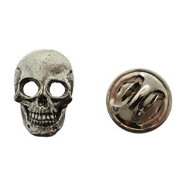 Sarah's Treats & Treasures Skull Mini Pin ~ Antiqued Pewter ~ Miniature Lapel Pin - Antiqued Pewter