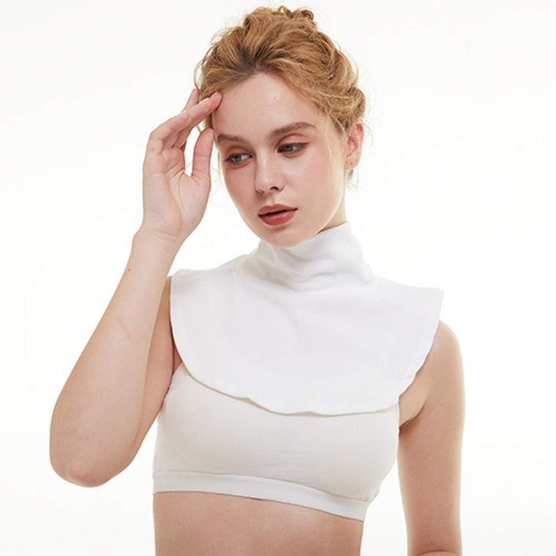 Shinywear Fake Dickies Women's Detachable Collar Turtleneck Mock Turtleneck, White