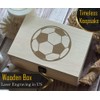 Soccer Ball Patterned Laser Engraved Wooden Box, Classic Design, Ideal