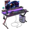 TIQLAB Gaming Desk with Power Outlets & LED 40 Inch