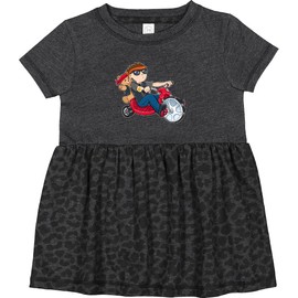 inktastic Boy Riding Tricycle in Biker Gear with Teddy Bear Infant Dress 18 Months Vintage Smoke with Leopard Print 2ad39