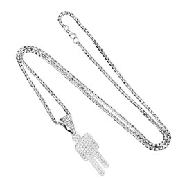 AKSIQIOL Diamond Necklace, Elegant Round-Cut Zircon Pendant with Silver Chain, Hip Hop Style Fine Jewelry Gift for Women