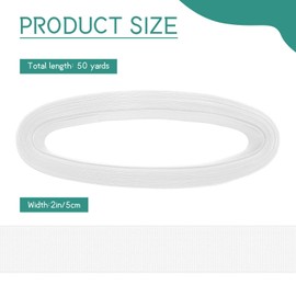 BangBoom 2 Inch Wide 50 Yards Stiff Horsehair Braid for Sewing, Polyester Horsehair Braid Wedding Dress Dance, Crinoline Fabric for Boning Hat Skirt Gowns Shaping Trimming Accessories (White, 1PC)