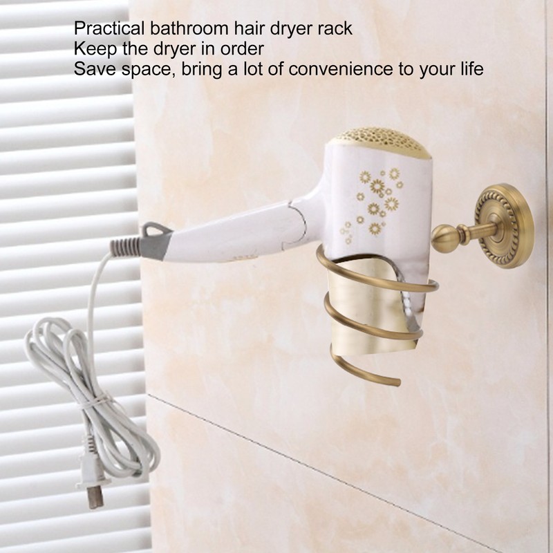 Hair Dryer Holder Antique Brass Hair Care Tools Holder Wall