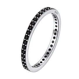 Silvora Thin Bands Ring for Female, Lovely Cubic Zirconia Engagment Wedding Bands 2mm, Plain Silver Rings Size 6