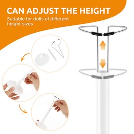 TOYANDONA 2Pcs White Adjustable Doll Stand, Mini Display Holders for Toy Doll, Doll Display Holder Action Figures, Adjustable Waist Clip for 20-30cm Tall Dolls