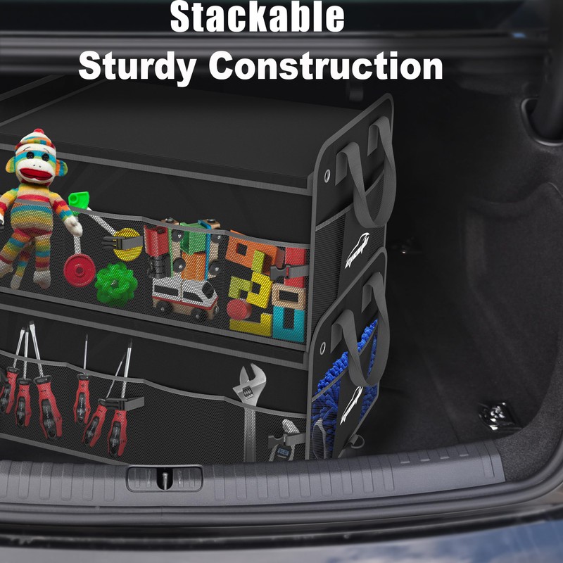 EPAuto Car Trunk Organizer with Adjustable Multi Compartment, Removal Lid