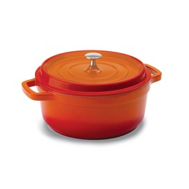 Mundial Cast-Aluminum Dutch Oven 4 Qt., Large Dutch Oven Pot with Lid & Handles for All Stoves Including Induction – Dishwasher- & Oven-Safe Casserole Cookware with Nonstick Ceramic Enamel, Orange