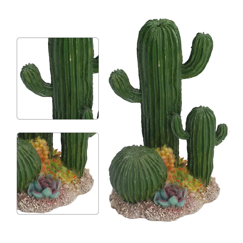 Simulation Resin Cactus Ornament Stable Aquarium Cactus Decoration with Succulents