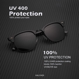 KALIYADI Polarized Sunglasses for Men and Women Semi-Rimless Frame Driving Sun glasses UV Blocking