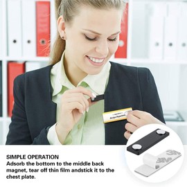 Name Badge Magnets, Magnetic Name Badge, Magnetic ID Badge Holders with 2 Strong Neodymium Magnets, Name Badge Holder for Shirts Jackets Use in School Office, Black, Pack of 4