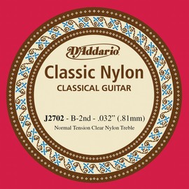 D'Addario J2702 Student Nylon Normal Tension Single Second String for Classical Guitar