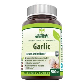Herbal Secrets Garlic Ajo 500mg 120 Caps. Sabor Sin Sabor