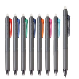 PILOT Frixion Synergy Knock, 8 Color Set, Slide Clicker Retractable Erasable Gel Ink Pens with Synergy Tip, Refillable Fine Point 0.3mm, 8-Pack, Assorted Colors, LFSK-13-8C