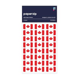 PAPERZIP - Canada Flags (le Drapeau national du Canada, the Maple Leaf) – 48 Stickers for Business, Schools, Celebrations
