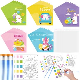 Fullhawl Easter Party Favors Kit for Kids 30 Pack Easter Watercolor Coloring Books Bulk with Cards Art Drawing Books Craft for Goodie Bag Stuffers Classroom Prizes Gift
