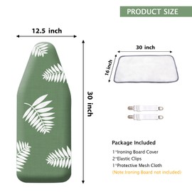SheeChung 12.5"x32" Small Ironing Board Cover and Pad,Fits Mini Table Top Ironing Board,Extra Thick Padding,Elastic Cord&Fasteners,Heat Resistance(Ironing Board Not Included)