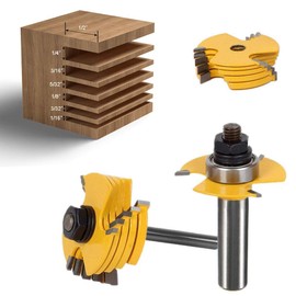 Bestgle 6 Kerf Adjustable 3 Wing Slot Cutter Router Bit Set with 1/2-Inch Woodworking Cutter Tool 1/4", 3/16", 5/32", 1/8", 3/32", 1/16"