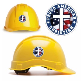 StickerSector Hard Hat Proud Christian 4 Pack Stickers - USA Flag decal helmet HH1099