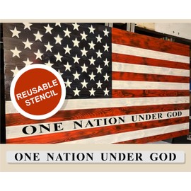 One Nation Under God Reusable Stencil | Paint Your Own Wood Flag Sign (1"H x 20.8"W)