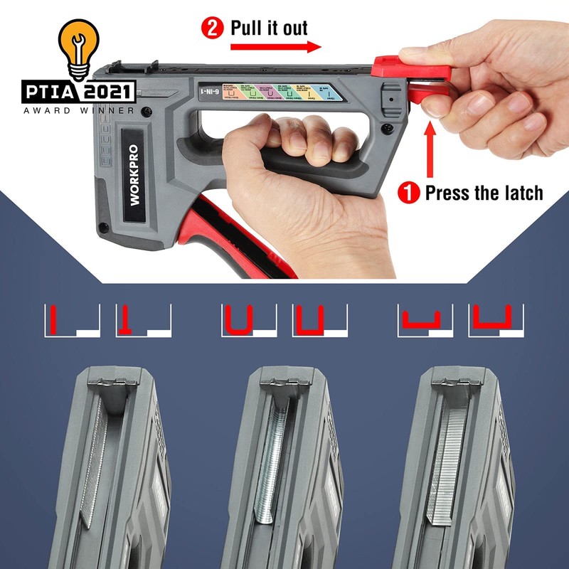 WORKPRO Staple Gun, 6-in-1, Manual Brad Nailer with 4000 Counts