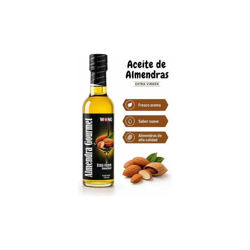 Aceite De Almendra Puro Extravirgen Comestible Wong 250 Ml