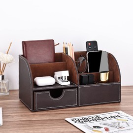 Kingfom™ 7 Desk Organiser, Storage Compartment, Multifunctional Functional, Faux Leather
