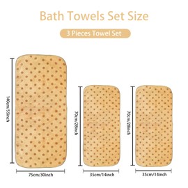 Lacomfy Polka Dots Towels Set Yellow Hand Towels Soft Velvet Absorbent Bath Towels Set Coral Fleece Bathroom Towel Set, Shower Towel (Yellow,1 Bath Towel+2 Hand Towels)