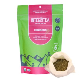 IntegriTEA Organic Hibiscus Tea Bags for Hibiscus Iced Tea - 6-Bag Unsweetened Iced Tea Pack for 6 Gallons of Tea - Hot or Cold Brew Iced Tea Bags