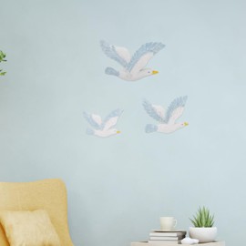 3Pcs Seagull Figurine Garden Bird Statue Small Seagull Birds Ornaments Mediterranean Wall Hanging Decoration Nautical