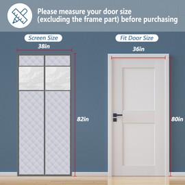 Visible Magnetic Thermal Insulated Door Curtain- Fits 36" x 80" Door Soundproof Windproof Insulation Doorway Curtain with Window- Automatic Closing Door Screen Cover for Keeping Warm in Winter