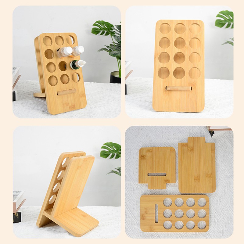 Essential Oil Rack Bamboo 12 Holes Essential Oil Bottle Display