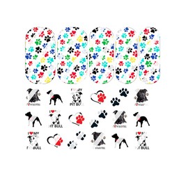 Pitbull Bulldog Paw Prints #3 Nail Art Decals
