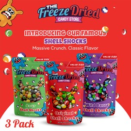 The Freeze Dried Candy Store Shell Shock Variety Pack 4 OZ. Packs(Original, Sour, Wild Berry)