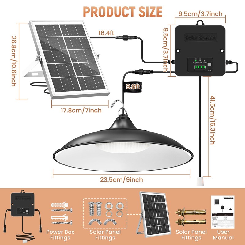 APILAB Solar Shed Light Indoor Outdoor, 2000LM Daytime Available Pendant