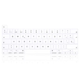 MMDW Spanish Language Silicone Keyboard Cover Skin for MacBook Pro 16 inch A2141 2019+,for MacBook Pro 13 with Magic Keyboard & for MacBook Pro M1 Chip A2338/A2251/A2289 2020+ EU ESP Version,White