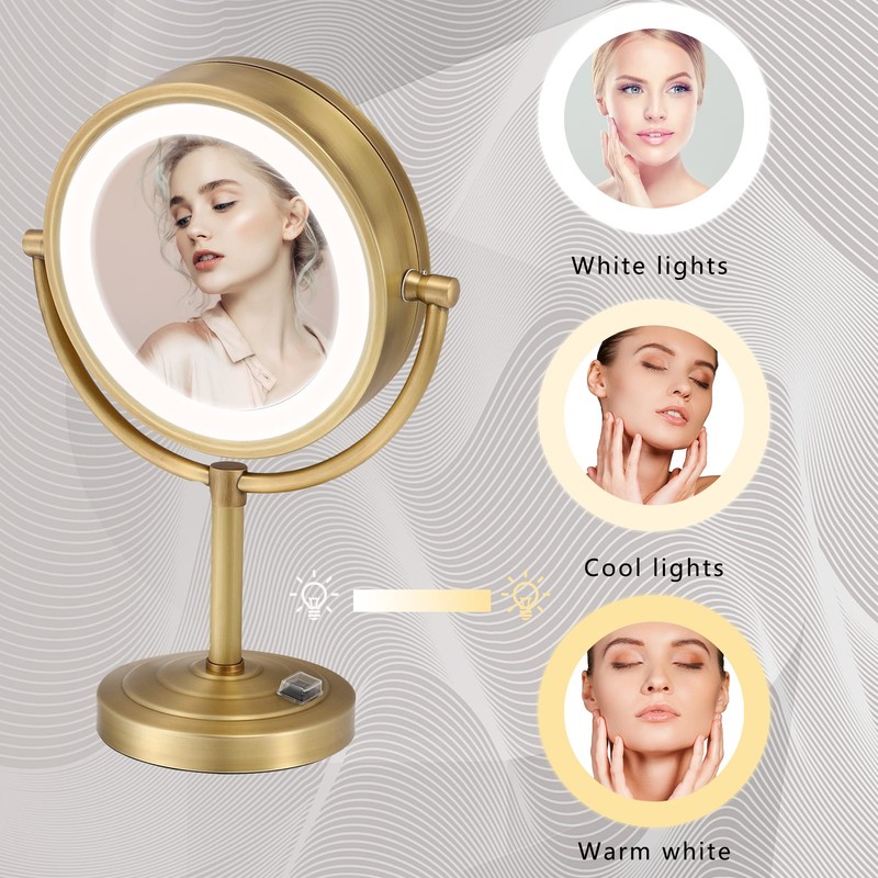 Cavoli 8.5 inch LED Makeup Mirror with 10X Magnification, Three