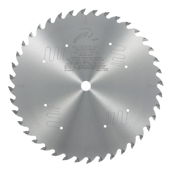 KANEFUSA Wood PROs Table Saw Blade, 10”, 40T, 5/8” Arbor,