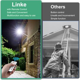 Linke Linke 60W Security Lights Outdoor Motion Sensor, 5200LM Super Bright PIR Floodlights with Remote Control, 6500K Daylight White IP66 Waterproof Perfect for Garden, Porch, Courtyard, Garage