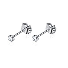 G23 Titanium Stud Earrings for Women, Men, Girls, Hypoallergenic, Nickel Free, 3 mm / 4 mm / 5 mm / 7 mm Crystal Earrings, Birthday Gift, Titanium, Crystal
